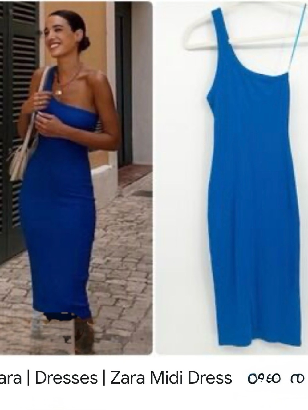 Zara Royal Blue One-Shoulder Midi Dress